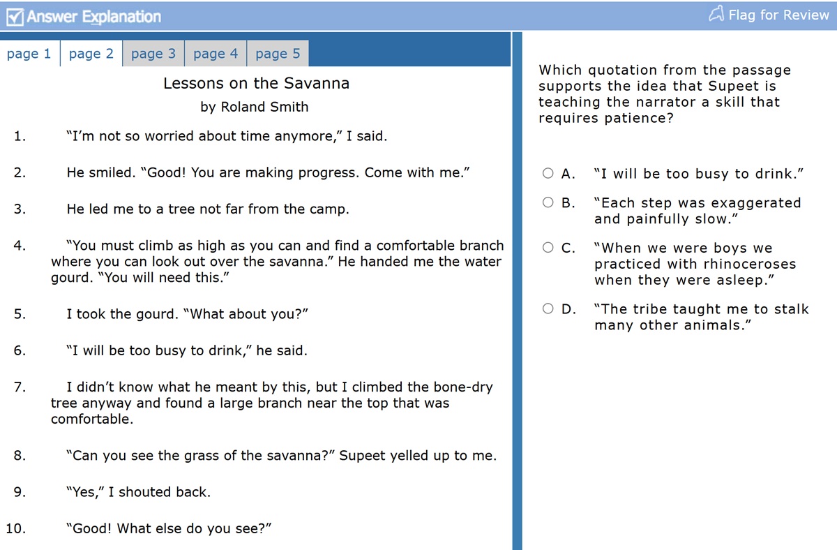 ตัวอย่างข้อสอบGED rla: Reading for Meaning