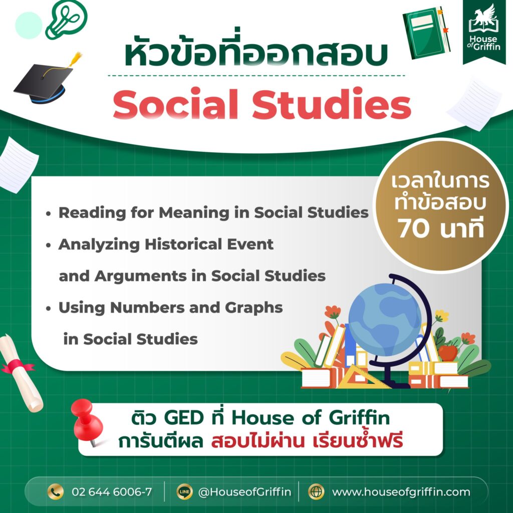 หัวข้อ Social Studies ที่ออกสอบ GED คือ