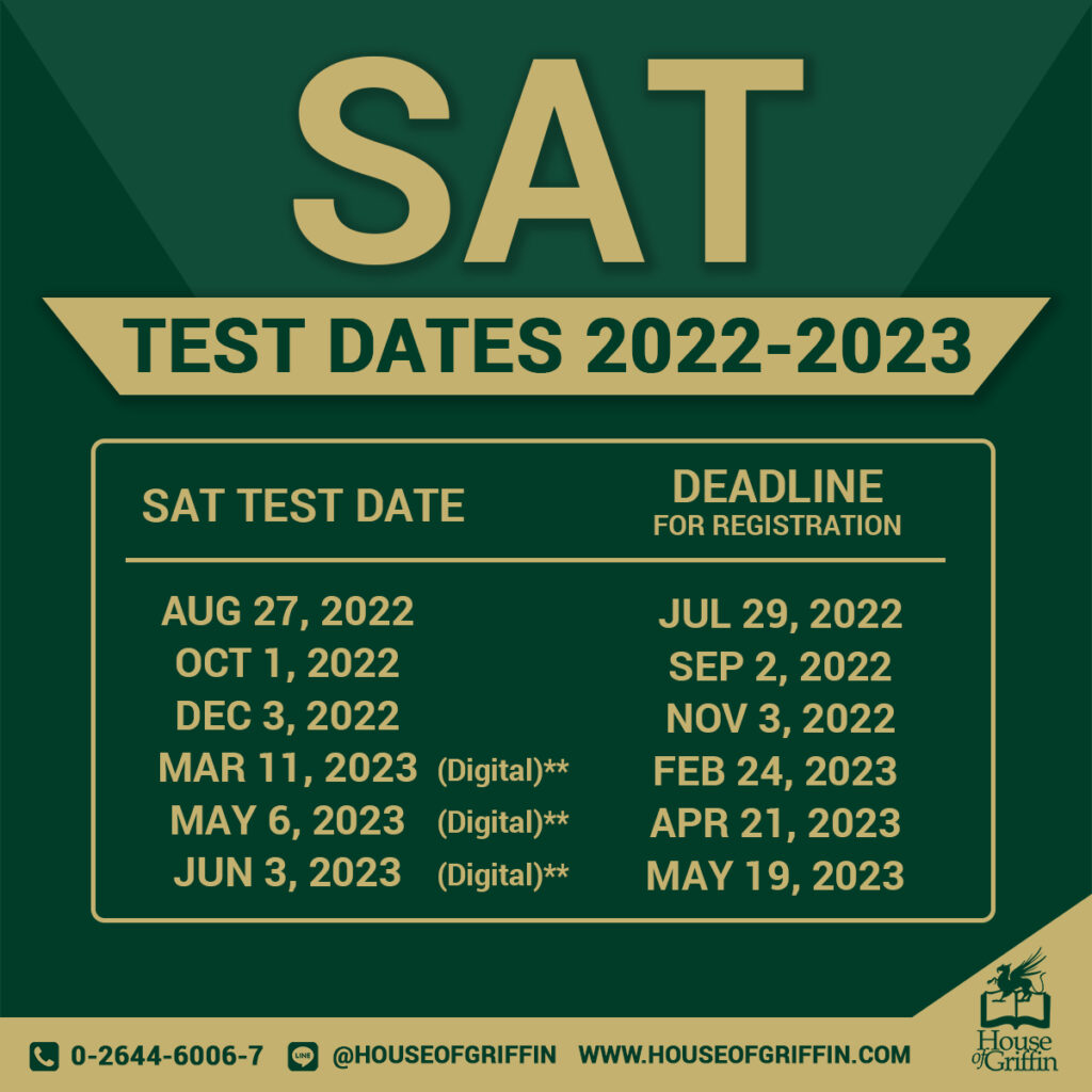 SAT test dates 2022-2023