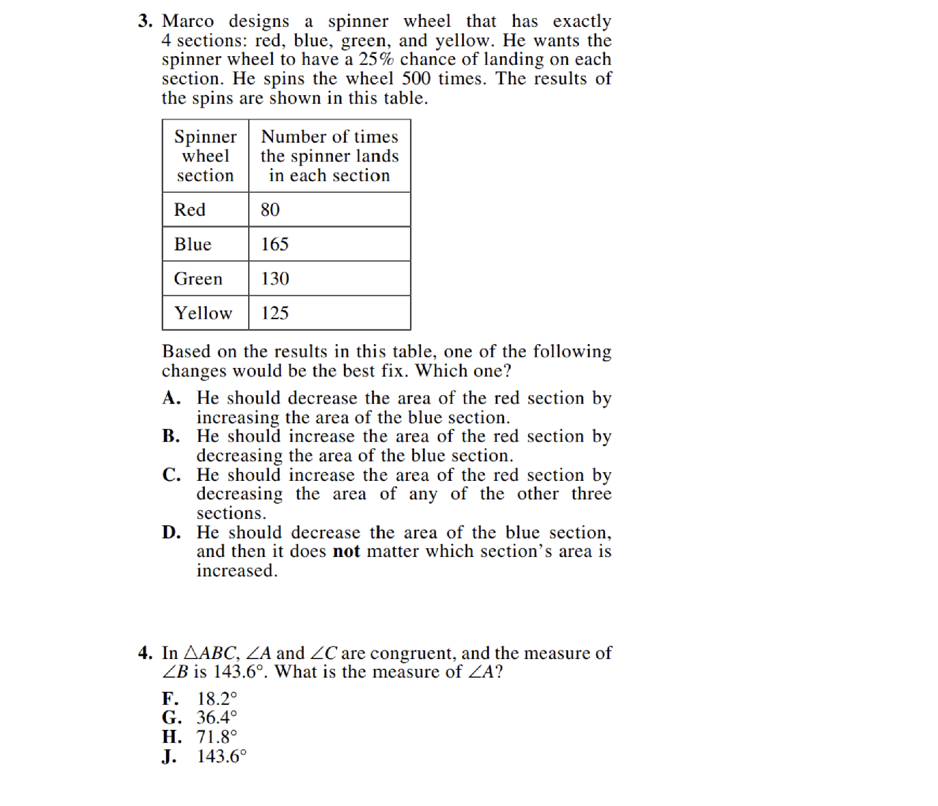 ตัวอย่างข้อสอบ ACT Math