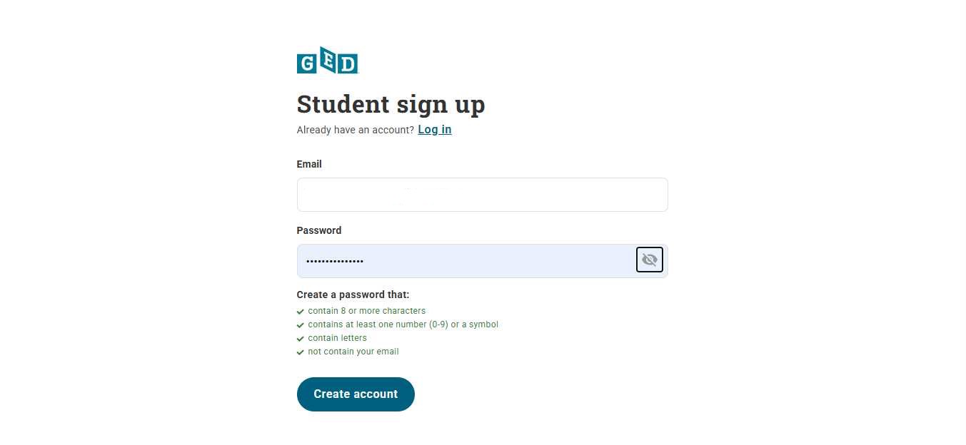 สมัครสอบ GED กรอกอีเมล ตั้งพาสเวิร์ด