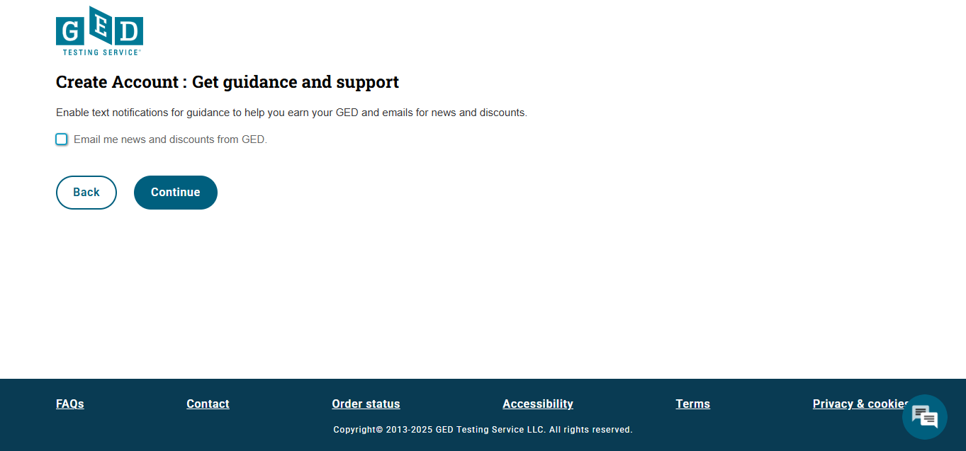สมัครสอบ GED พร้อมรับข่าวสารทางอีเมล