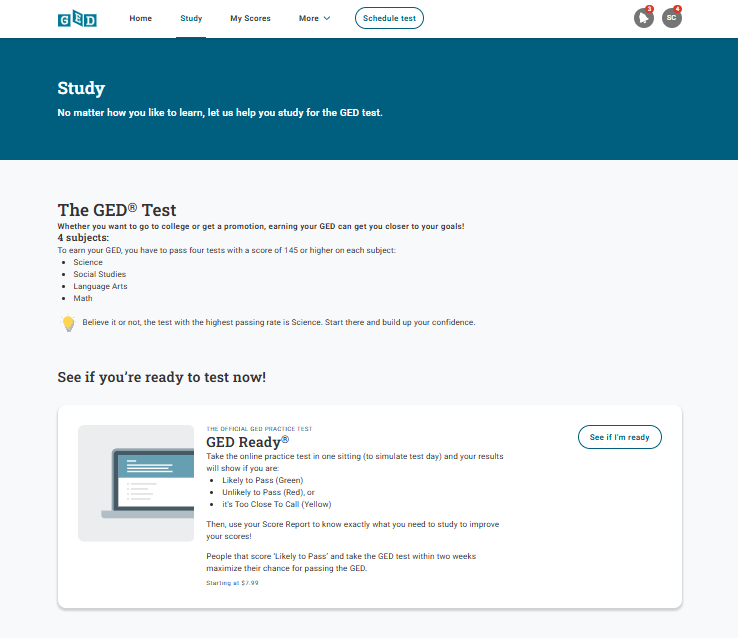 สมัครสอบ GED Ready