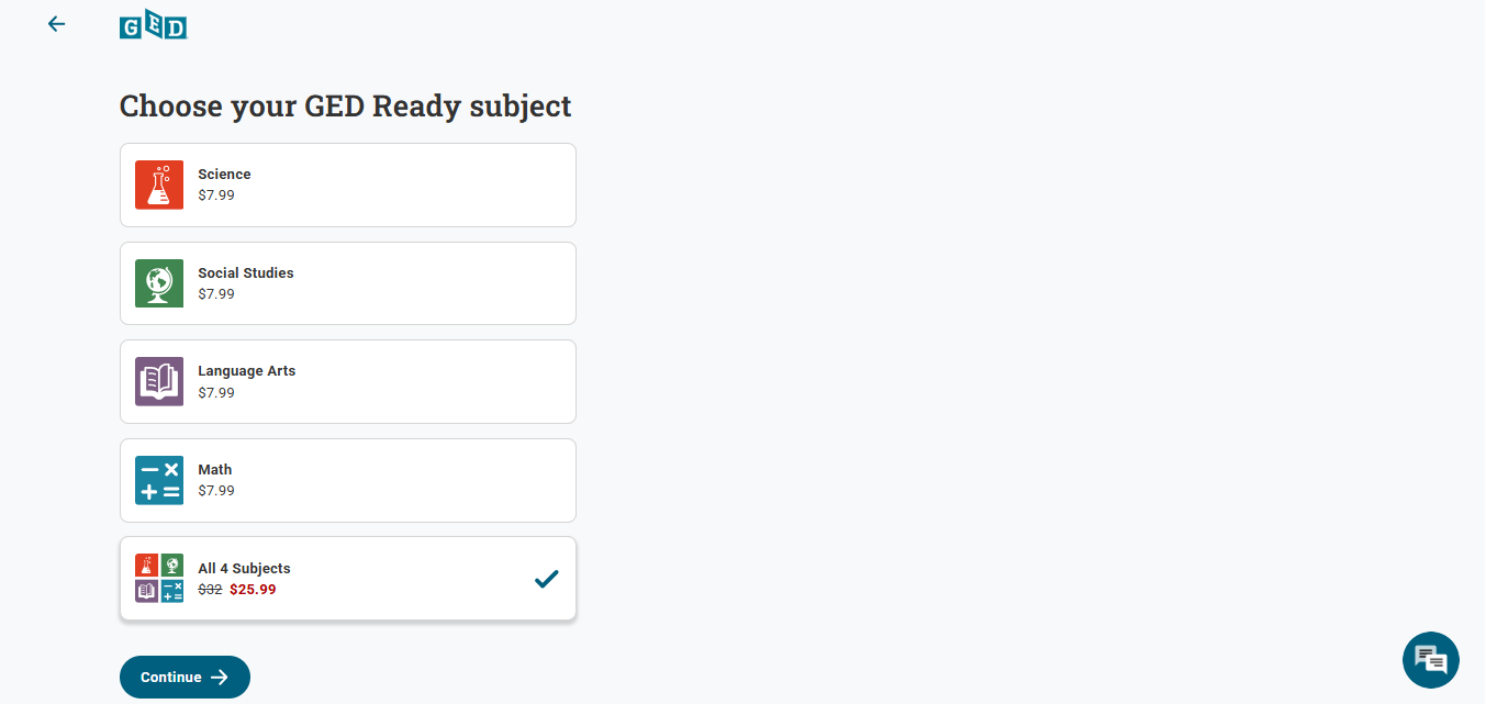 สมัครสอบ GED Ready เลือกรูปแบบการสอบ