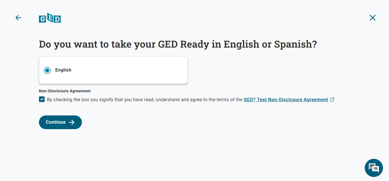 สมัครสอบ GED Ready เลือกภาษา