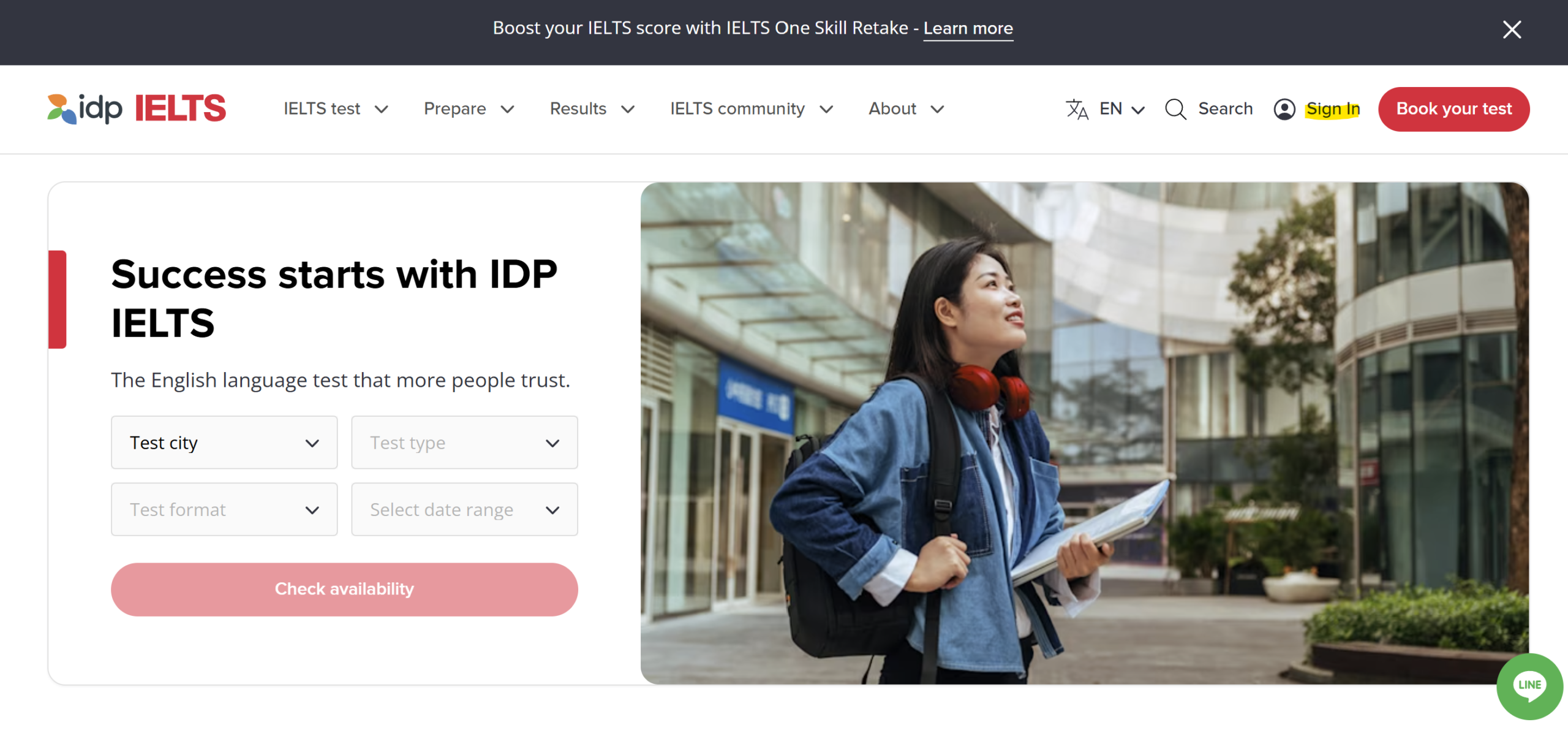 สมัครสอบ IELTS IDP เข้าเว็บไซต์