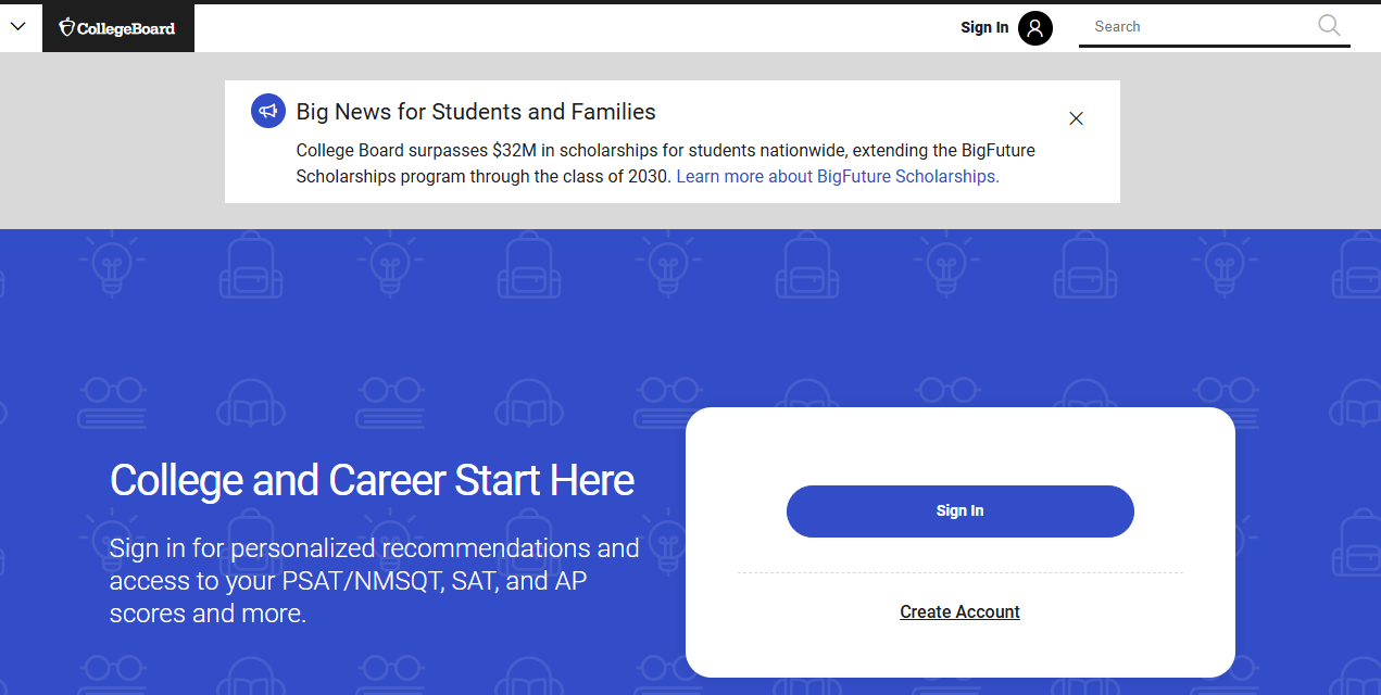 สมัครสอบ SAT สร้างบัญชี