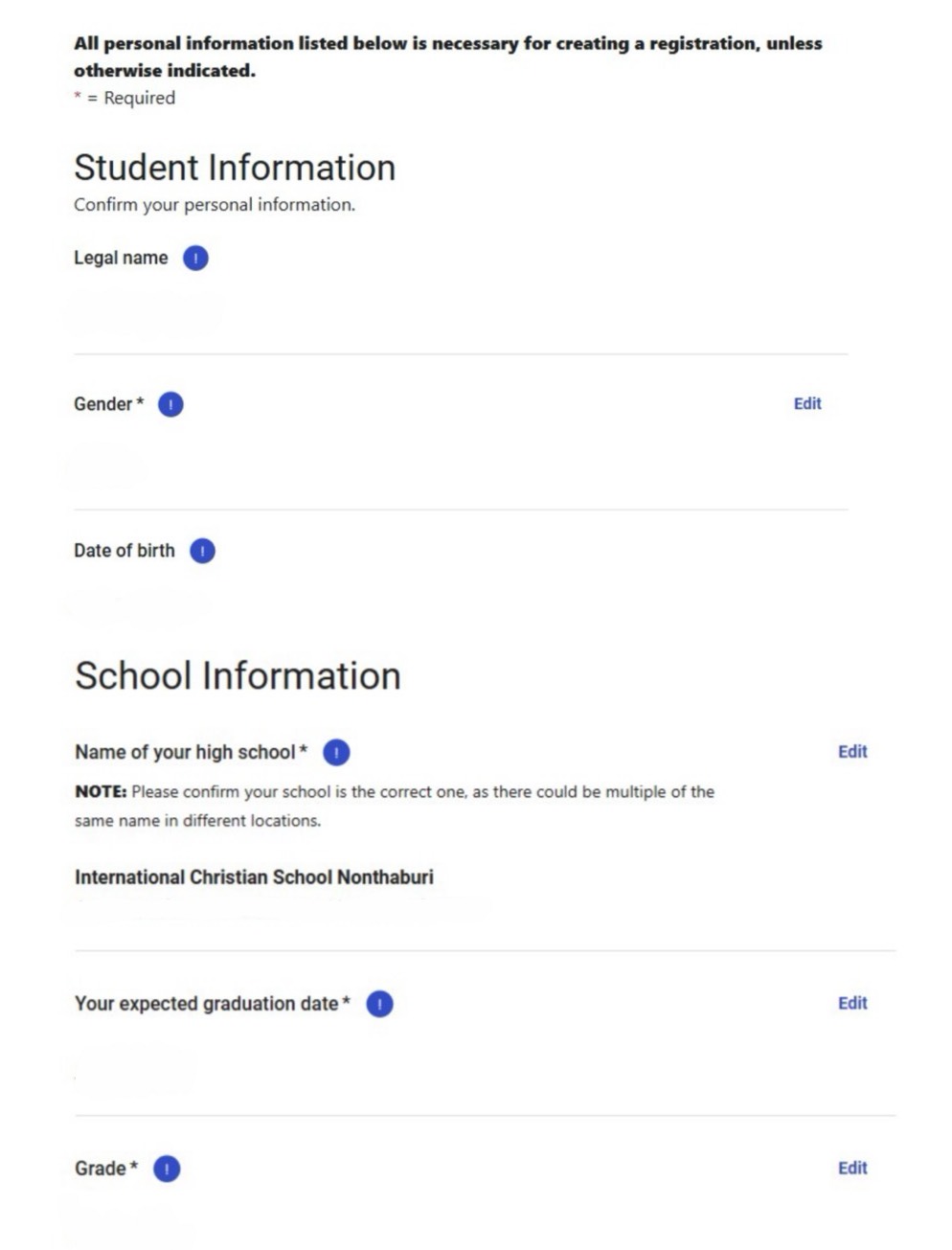 สมัครสอบ SAT ตรวจสอบข้อมูล