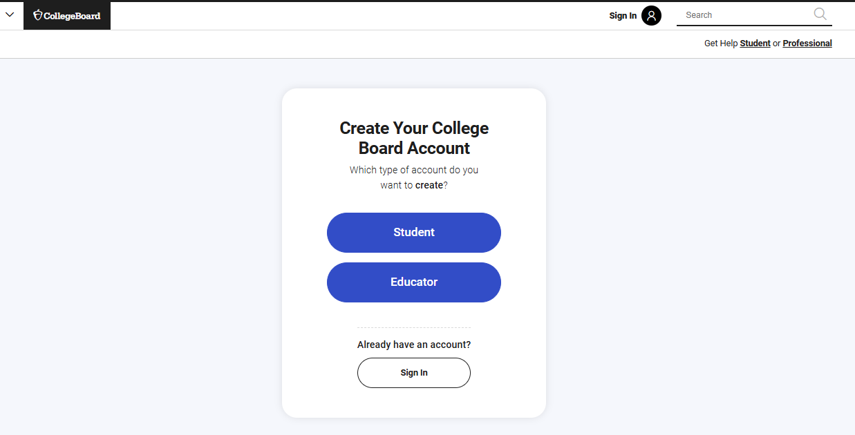 สมัครสอบ SAT เลือกประเภท Account