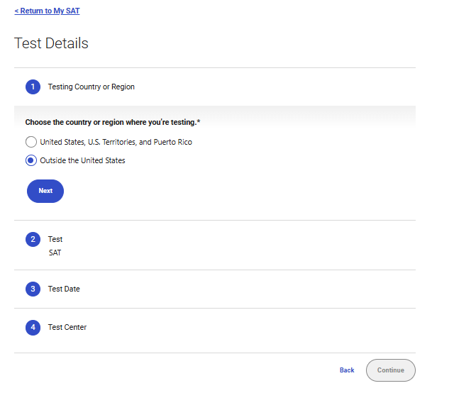 สมัครสอบ SAT ประเทศที่สอบ