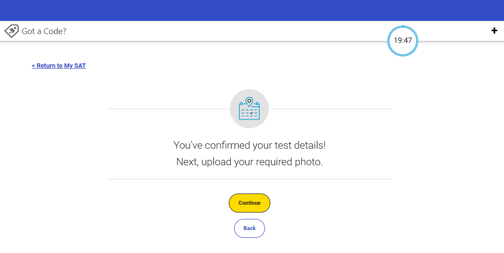 สมัครสอบ SAT กด Continue
