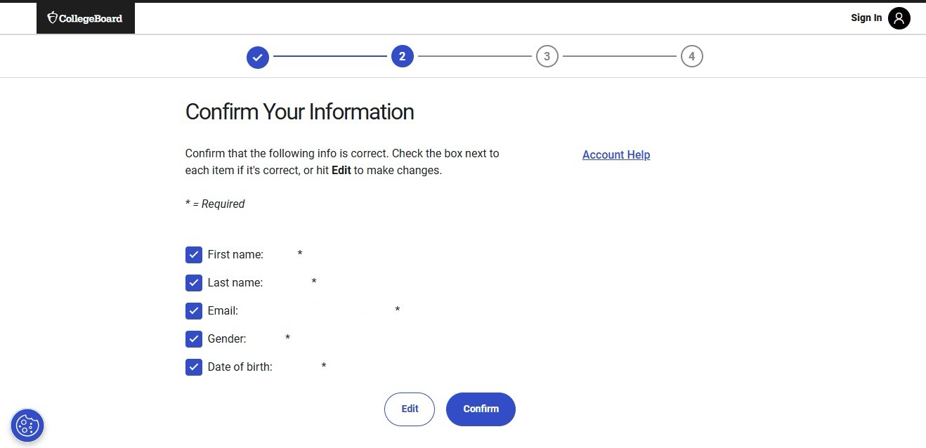 สมัครสอบ SAT ตรวจสอบข้อมูล