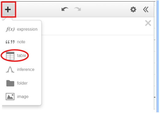 ขั้นตอนที่ 1 สร้าง Table ในเครื่องคิดเลข desmos