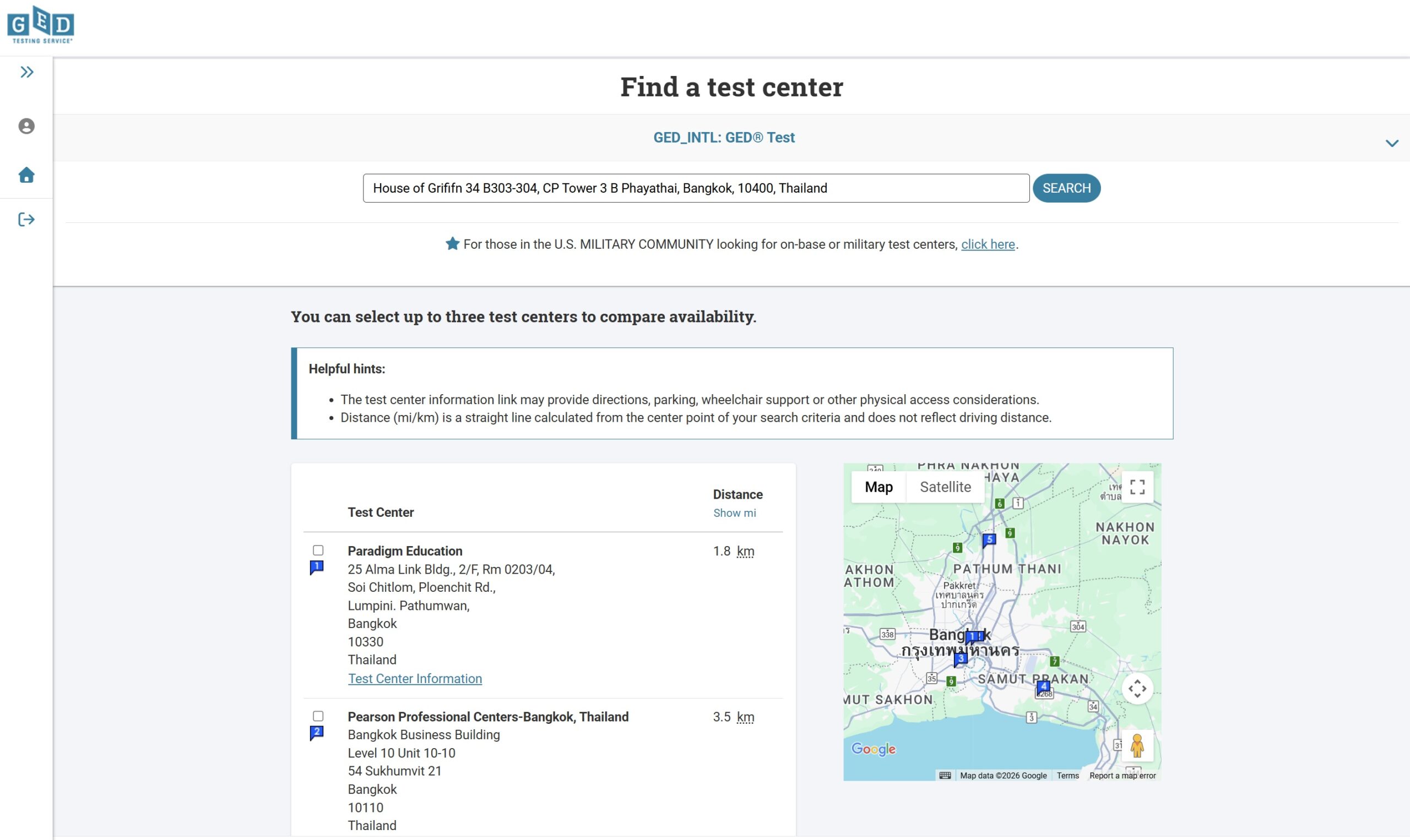 สมัครสอบ GED สนามสอบจริง เลือกสนามสอบ