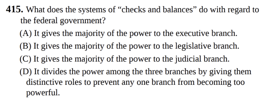 ตัวอย่างคำถาม Checks and Balances ที่ออกสอบบ่อย